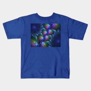 Colorful Luminous Abstract Blue Pink Green Fractal Kids T-Shirt